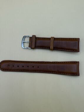 19mm KREISLER Genuine Shark Brown NOS Vintage Watch Band & Gold-Tone Buckle